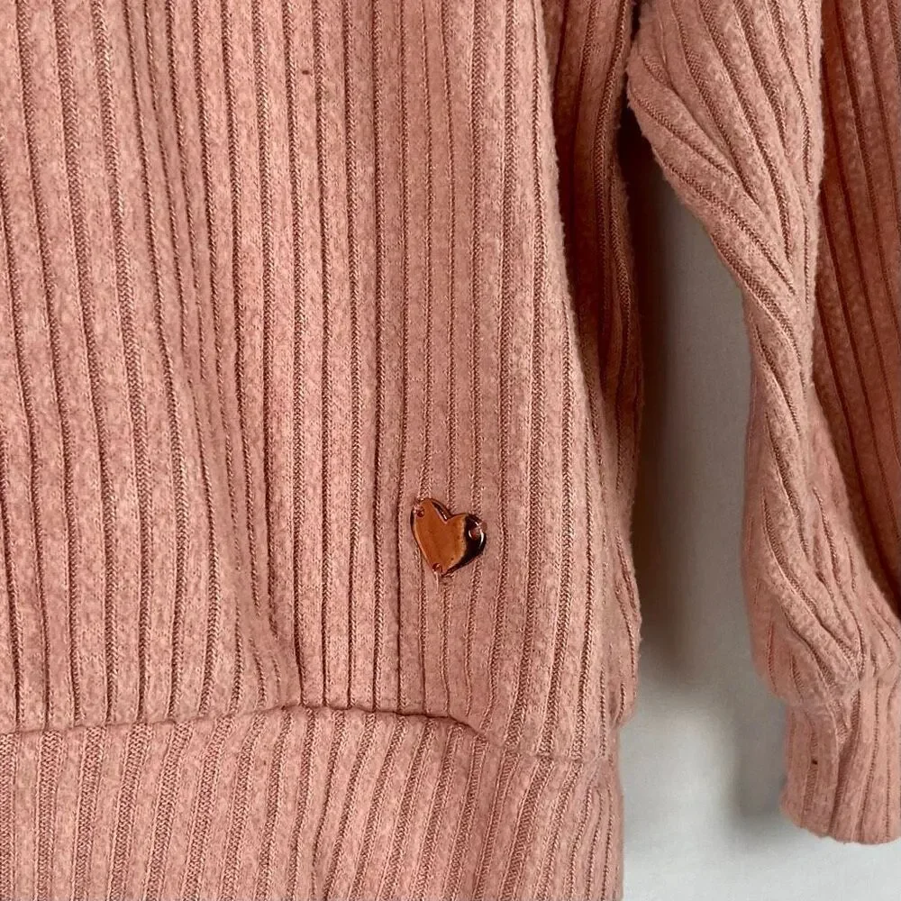 H&M Girls Pink Waffle Hoodie 7